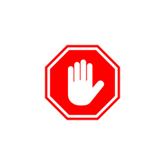 Stop icon. stop road sign. hand stop sign and symbol. Do not enter stop red sign with hand
