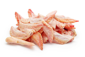 Raw chicken wings on White background