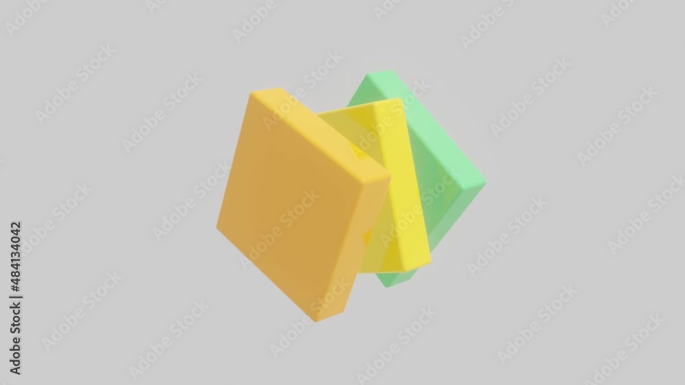 Aufkleber multicolor 3d rectangle elements rotates on a white background. abstract seamless loop 3d rendered m