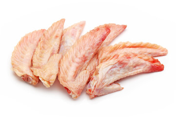 Raw chicken wings on White background