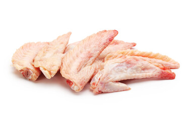 Raw chicken wings on White background
