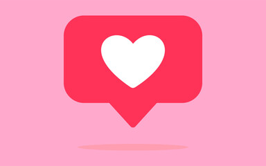 Red like button flat illustration on a pink background
