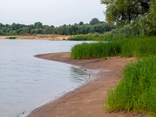 sandy river bank on a clear day