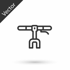 Grey line Bicycle handlebar icon isolated on white background. Vector