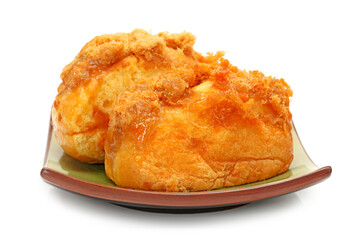 Natural delicious breakfast bread on white background