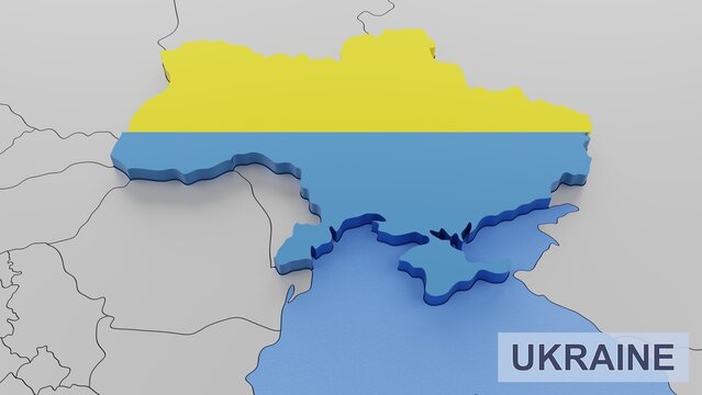 Ukraine map 3D illustration. 3D rendering image and part of a series. 
