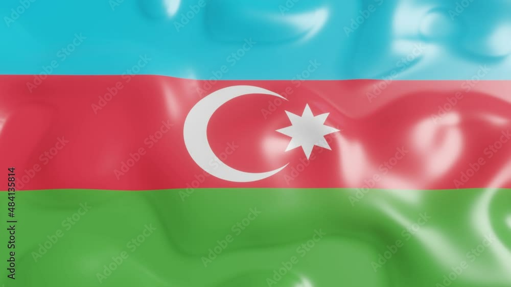 Poster 3d render waving flag of azerbaijan country. national flag in wind background. 4k realistic seamless