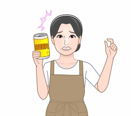 缶ビールを持った女性