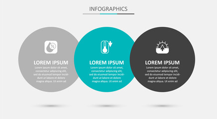 Set Thermometer, Water drop percentage and Sunrise. Business infographic template. Vector