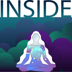 Mystic woman, exotic woman, female concept illustration. Boho girl. inner knowledge and peace. Vector design in flat style