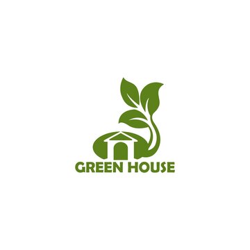 vector graphic nature green house logo, simple design vector graphic green house logo, tree logo, home farm logo template, simple design.