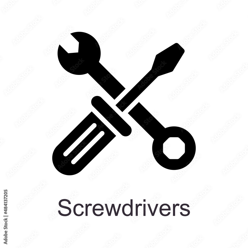 Poster screwdrivers vector solid icon design illustration. home improvements symbol on white background eps