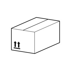 Packing box isometric view with upward logo