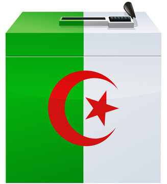 Election Ballot Box With The Colors Of The Algerian Flag (cropped)	
