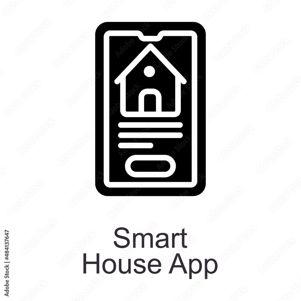 Poster smart house app vector solid icon design illustration. home improvements symbol on white background 