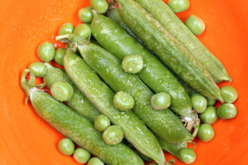 Fresh peas isolated on white background 