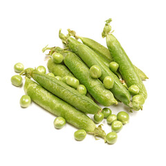 Fresh peas on white background