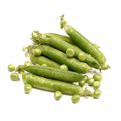 Fresh peas isolated on white background 