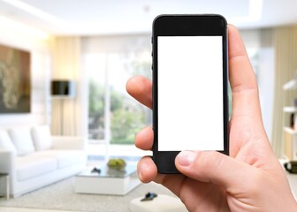 Online shopping concept. Hands holding mobile phone