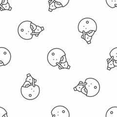 Grey line Modern pilot helmet icon isolated seamless pattern on white background. Vector