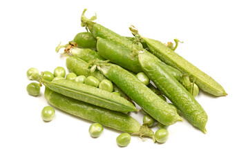 Fresh peas isolated on white background 