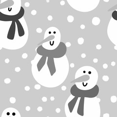 Winter seamless snowman pattern for fabrics and textiles and packaging and gifts and cards and linens and kids 