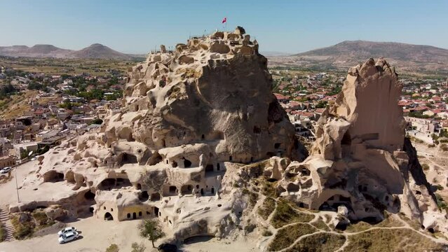 Revealing uchisar castle in cappadocia region, turkey