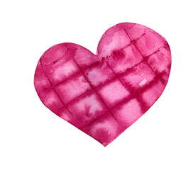 Set of watercolor hearts in purple colors. Hand drawn valentines heart, viplet, blue, pink and ultraviolet color.