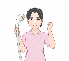 シャワーを持った女性