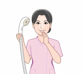 シャワーを持った女性