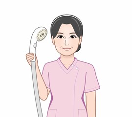 シャワーを持った女性