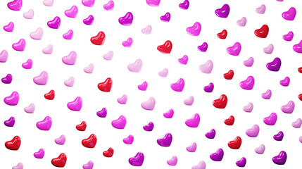 Background of multicolored hearts, 3d rendering. A lot of hearts,  Flat Lay. Decor for Valentine's Day.