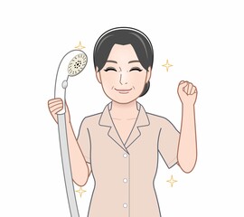 シャワーを持った女性
