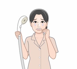 シャワーを持った女性