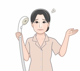 シャワーを持った女性