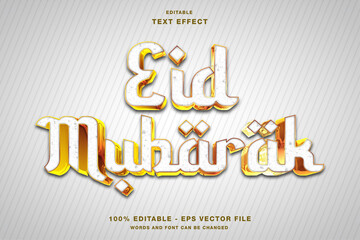 Fototapeta premium Eid Mubarak White Gold 3D Editable Text Effect