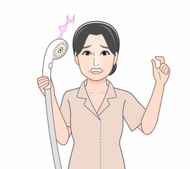 シャワーを持った女性