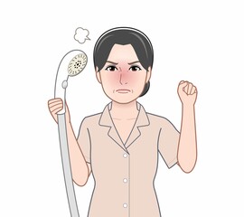 シャワーを持った女性