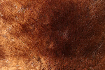 Natural texture of old mink fur. Brown fur texture. 