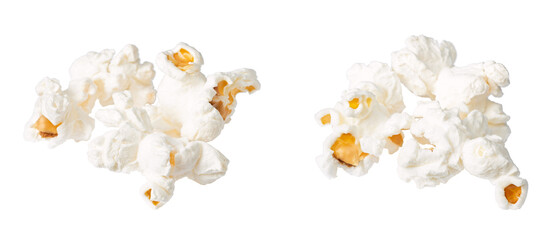 Popcorn isolated on the white background, close up.