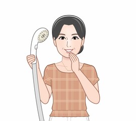 シャワーを持った女性