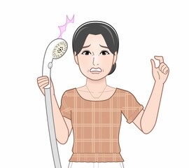 シャワーを持った女性