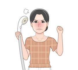 シャワーを持った女性