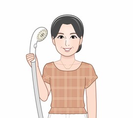 シャワーを持った女性