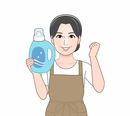 洗濯洗剤を持った女性