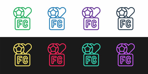 Set line Fan club football icon isolated on black and white background. Vector