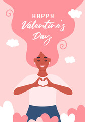 Happy valentine's day card. Flat vector illustration