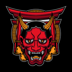 hanya red mask mascot logo