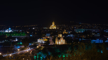 Night view of the city of Tbilisi