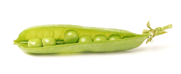 Fresh peas isolated on white background 